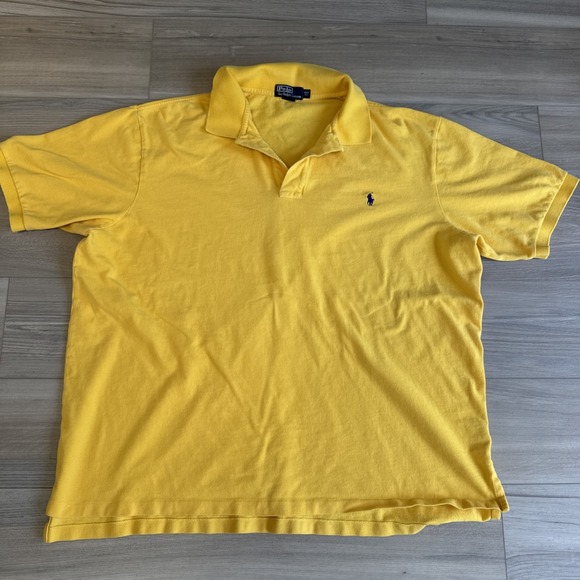 Vintage Ralph Lauren Polo Shirt Mens 3XLT XXXL Tall Yellow‎ Blue Pony Y2K Top - Picture 1 of 7